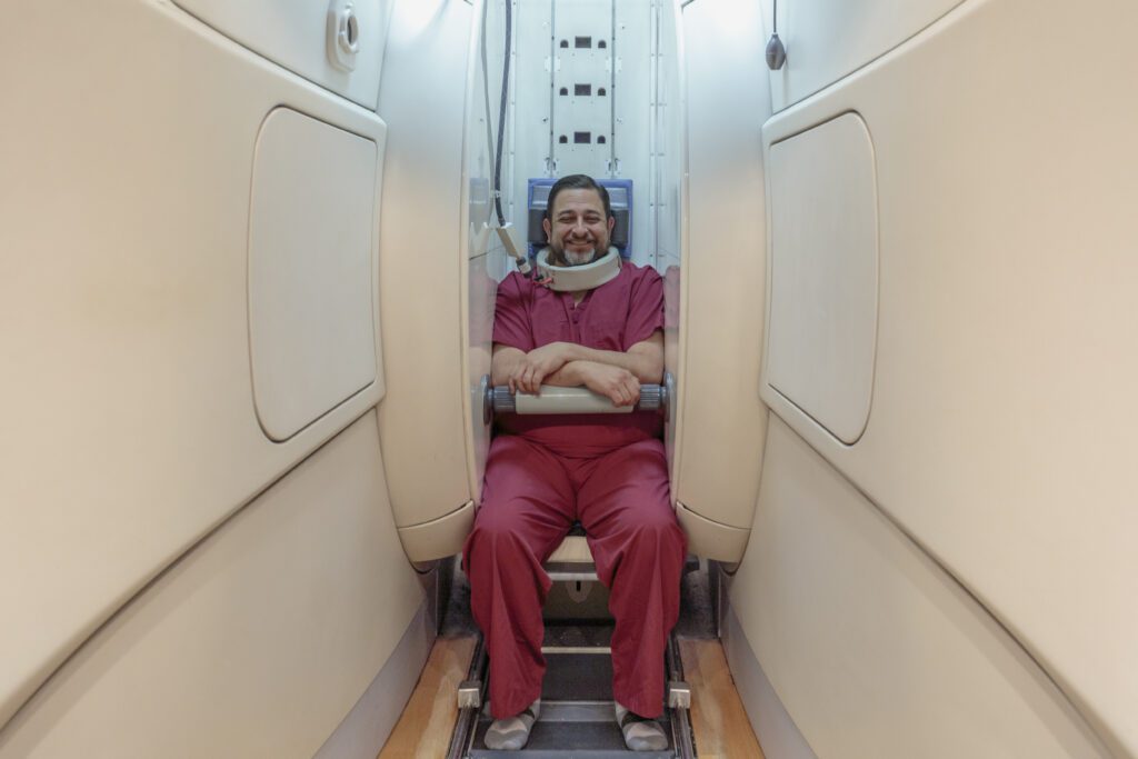 Image of a person doing a seated MRI in Albuquerque